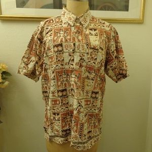 Vintage Men's Tribal Print Short Sleeve Shirt